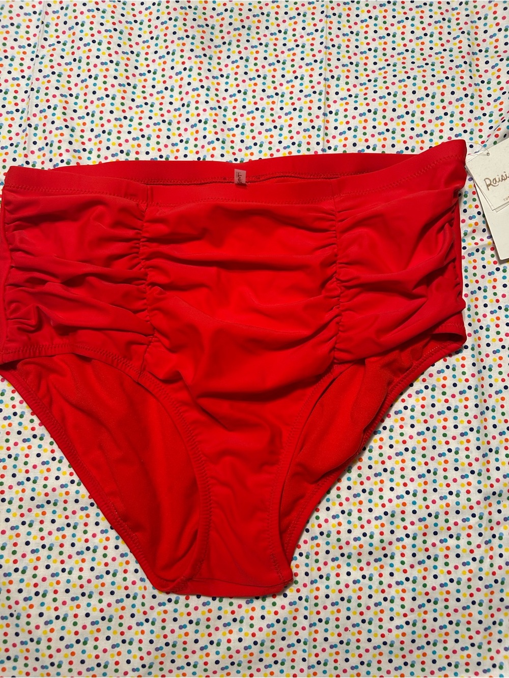 Raisins Red High-Waist Bikini Bottom